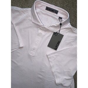 NEW G/FORE Feeder Stripe Pique Golf Polo Shirt Blush Mens XXL 2XL‎ G4